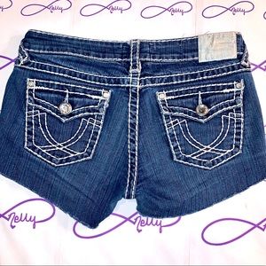 L.A. Idol - Womens Dark Wash Bling Cut-Offs - Size 29